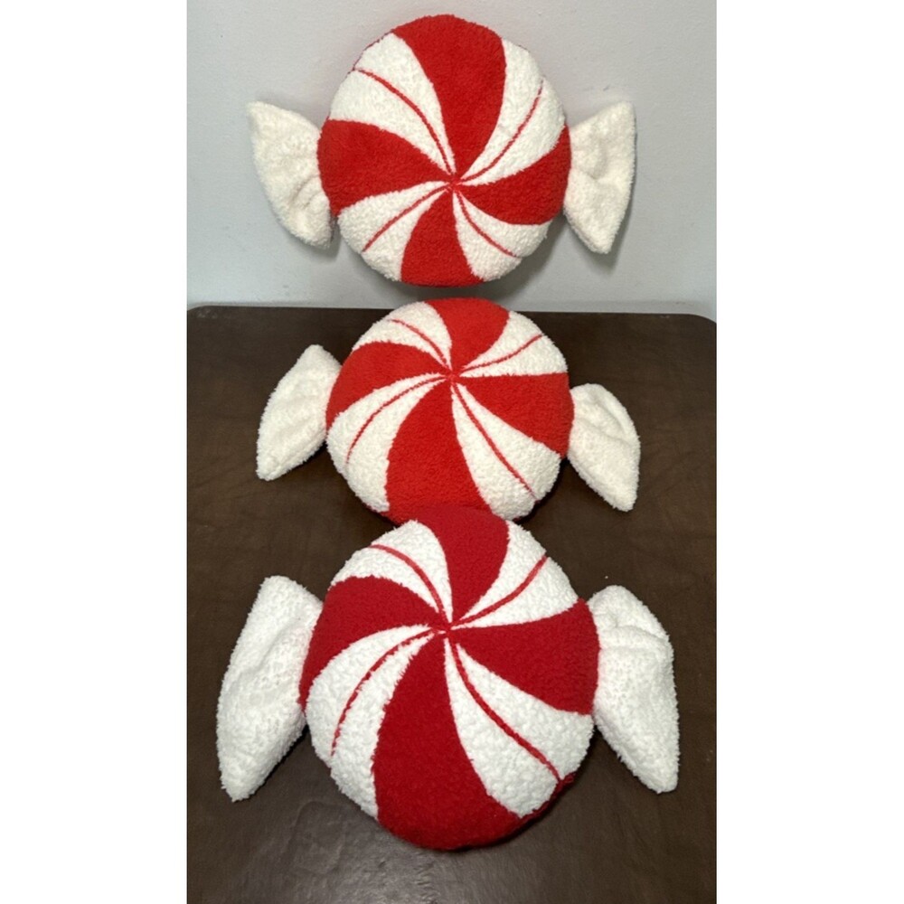 3 Target Wondershop Peppermint Candy Throw Pillow Fleece 19" & 22" (2) Christmas